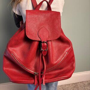Longchamp leather vintage red parisian backpack purse